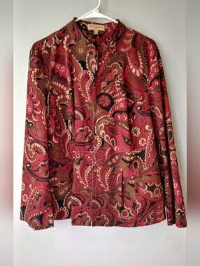 Notations Paisley Print Zip Up Shacket Womens 2X Layering Business Outing